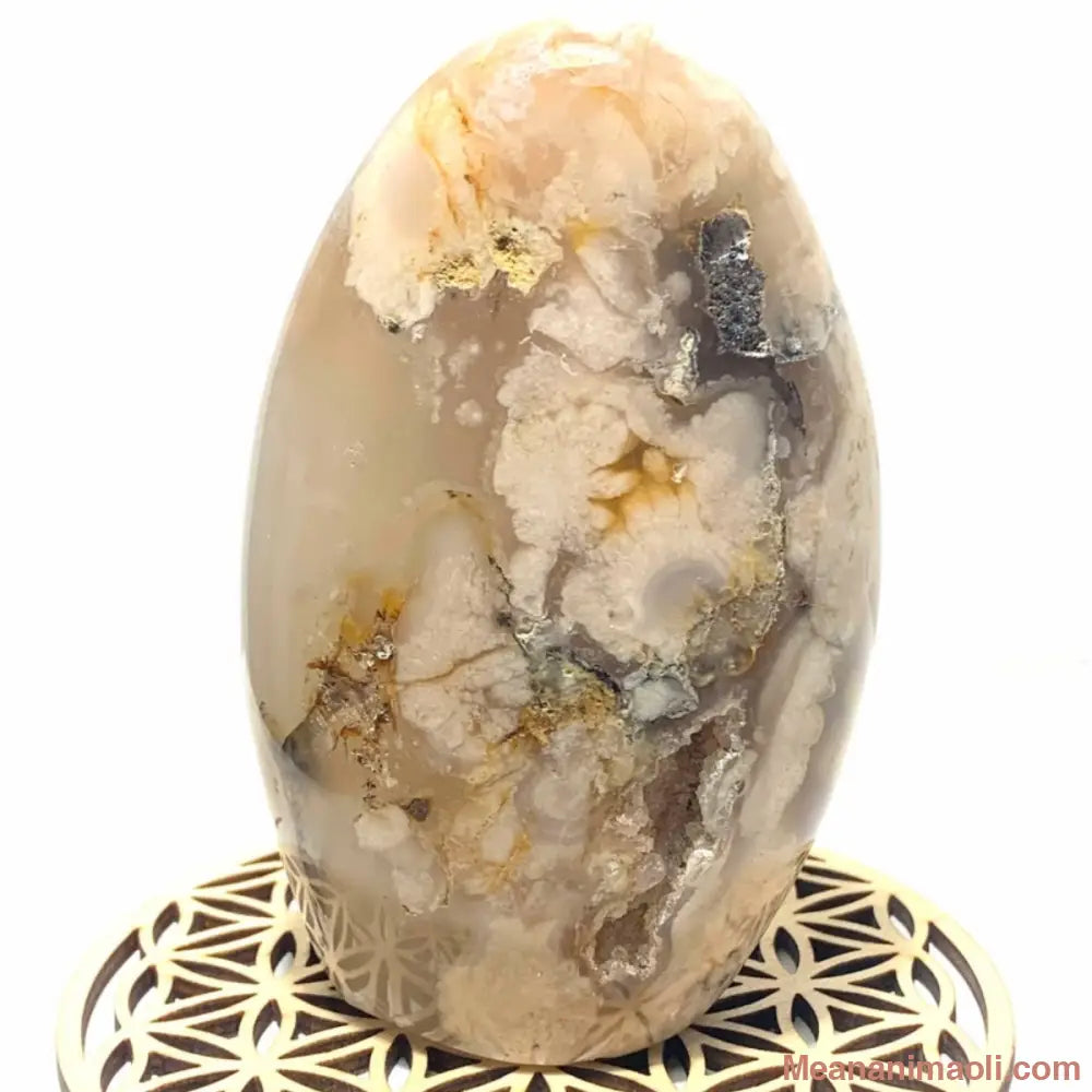 Bloc naturel d’Agate Fleur 410 g de Madagascar, pierre d’harmonie et apaisement pour la maison et la méditation