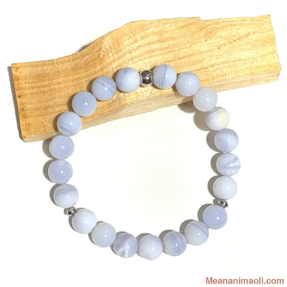 Bracelet calcédoine bleue 8 mm – pierre naturelle de communication et de calme