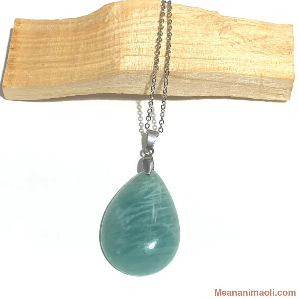 Collier acier inoxydable avec pendentif amazonite naturelle