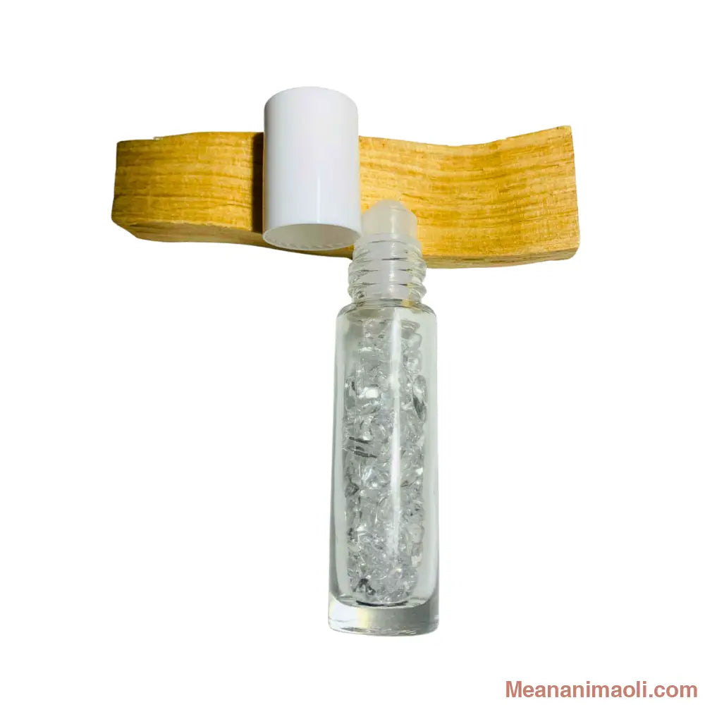 Roll-On Cristal de Roche avec bille en pierre naturelle exposée, flacon en verre transparent, 10 ml, application facile pour calme, sérénité et bien-être