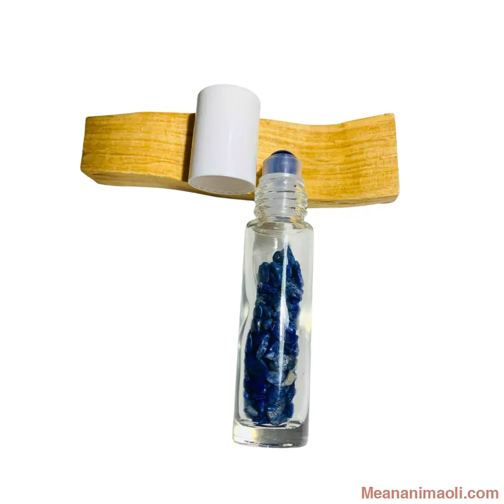 Roll-On Lapis Lazuli avec bille en pierre naturelle exposée, flacon en verre transparent, 10 ml, application facile pour confiance, intuition et sagesse
