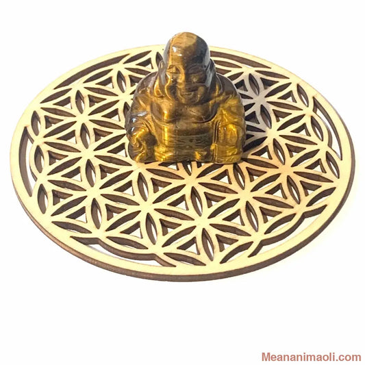 Bouddha en œil de tigre naturel 35 g d’Afrique du Sud, pierre de protection et de confiance