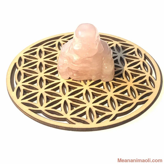 Bouddha en quartz rose naturel 42 g de Madagascar, pierre d’amour et de douceur