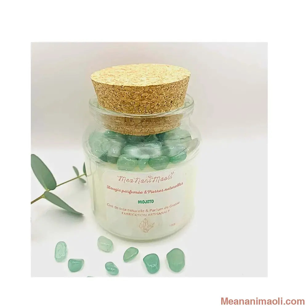 Bougie parfumée de lithothérapie Aventurine Verte Mojito – Meananimaoli