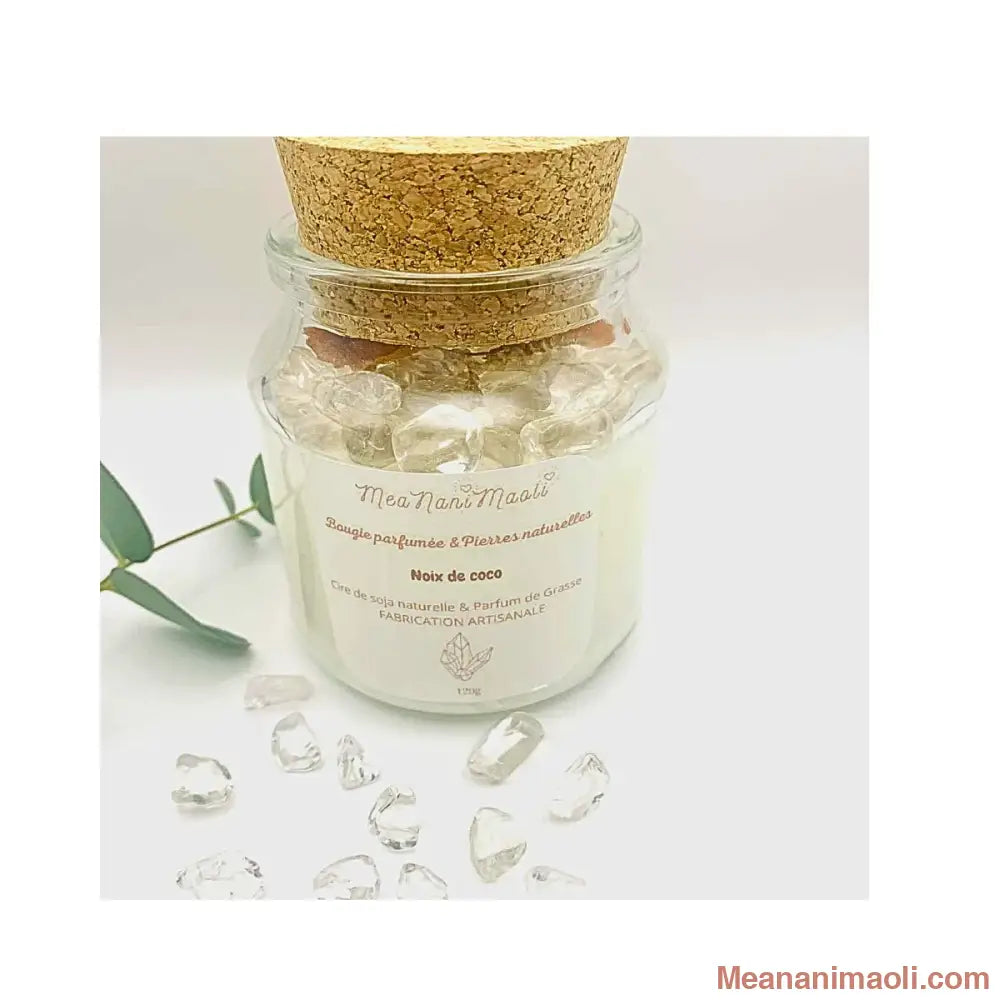 Bougie parfumée de lithothérapie Cristal de Roche Noix de Coco – Meananimaoli