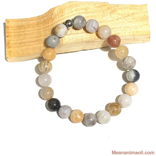 Bracelet agate bambou 8 mm – pierre naturelle d’apaisement et d’ancrage