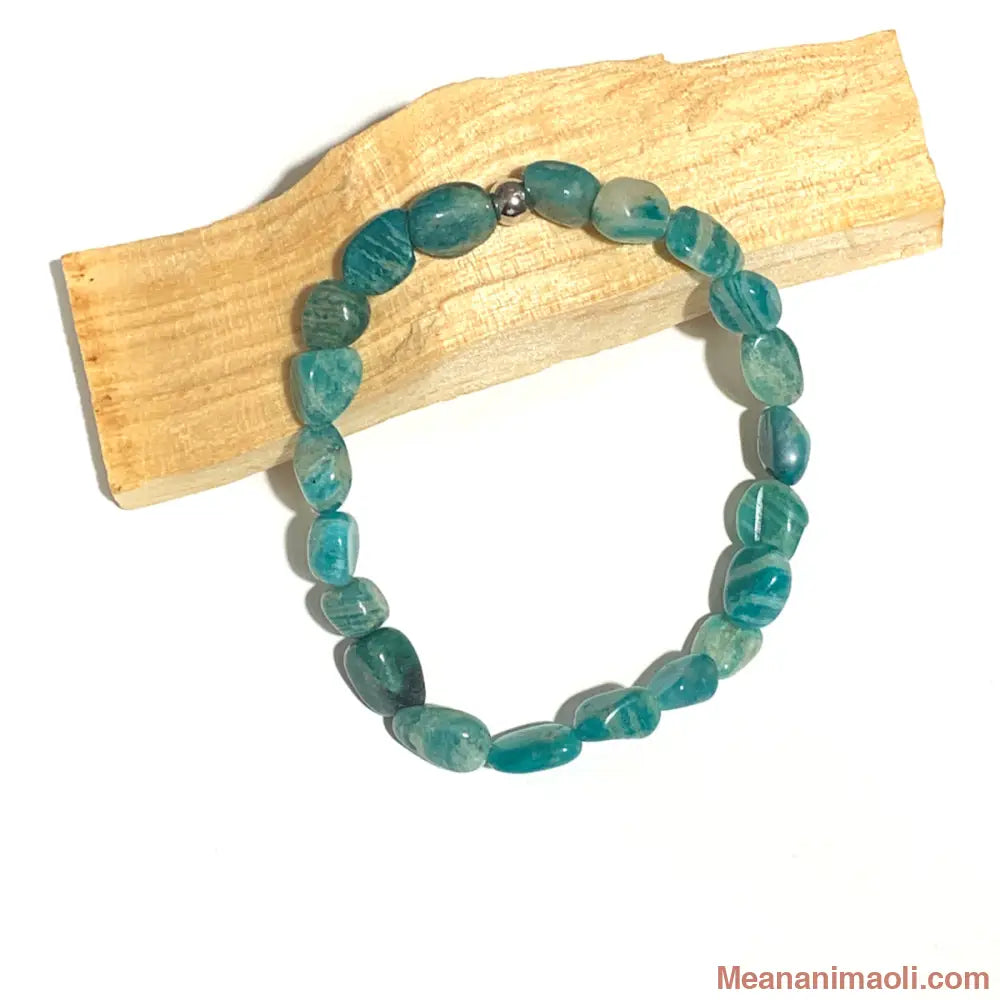 Bracelet amazonite galet – pierre naturelle d’apaisement et d’expression