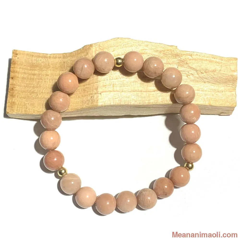 Bracelet amazonite pêche en pierres naturelles 8mm pour lithothérapie avec séparateurs en acier inoxydable doré.