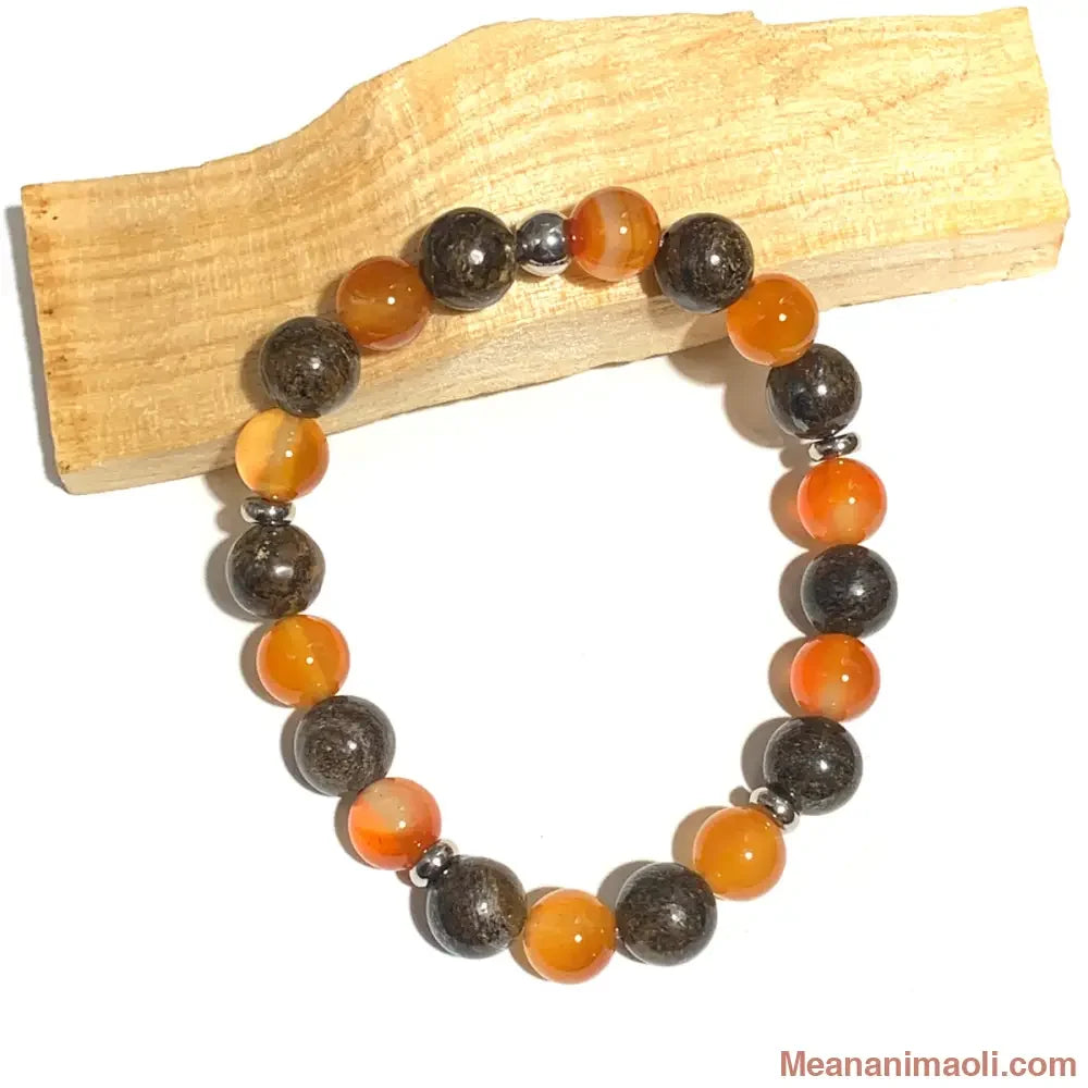 Bracelet cornaline bronzite 8 mm – pierre naturelle de force et d’ancrage