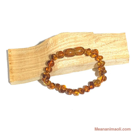 Bracelet enfant en ambre cognac – pierre naturelle de sérénité et d’équilibre
