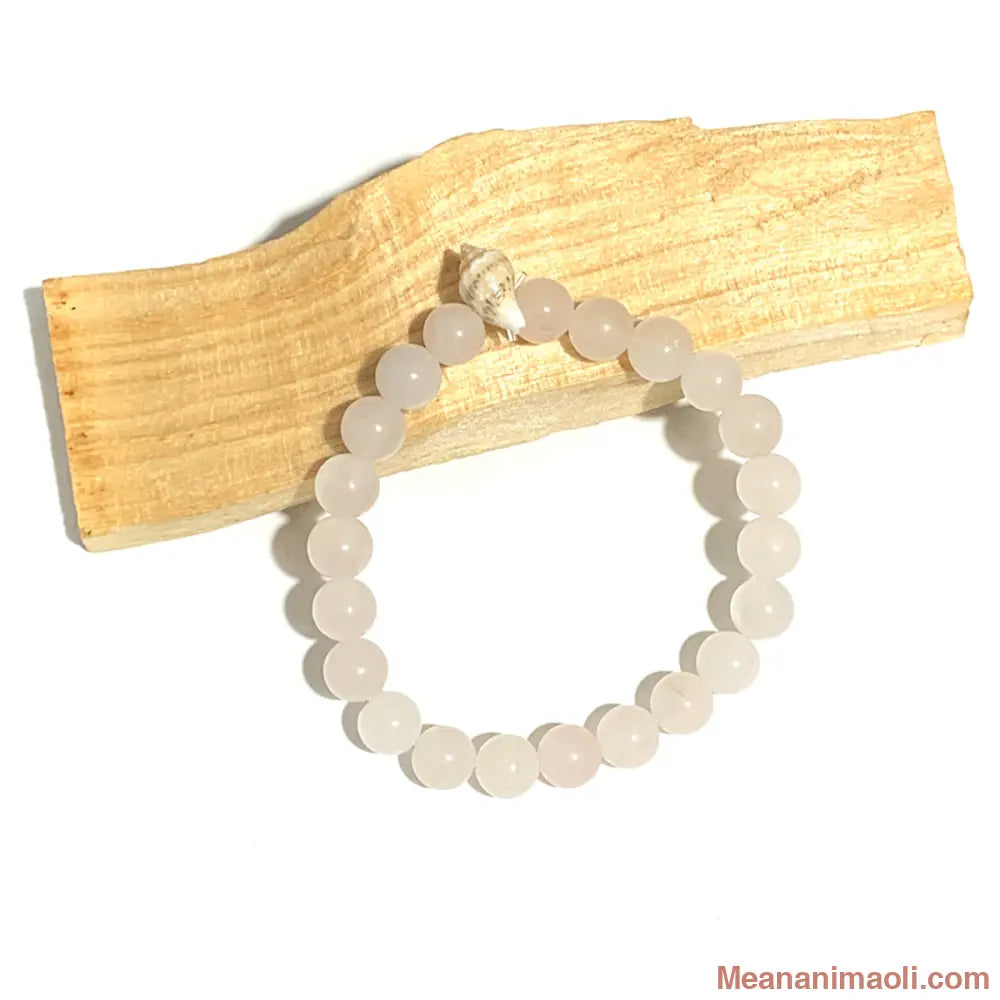 Bracelet enfant en quartz rose avec coquillage – bijou de tendresse et d’amour
