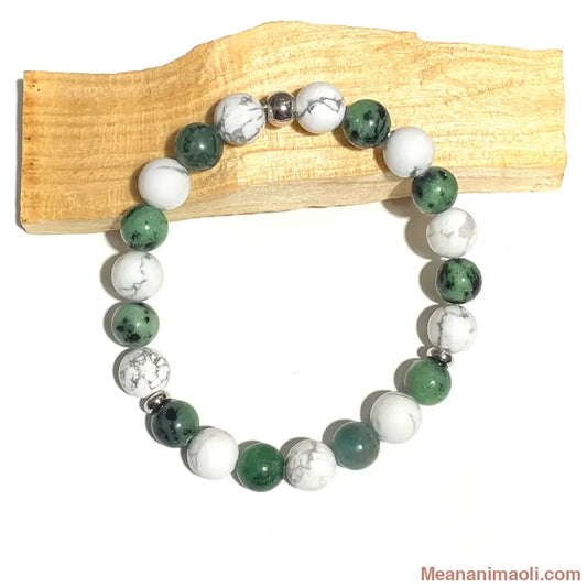 Bracelet howlite rubis zoïsite 8 mm – pierre naturelle de paix et de force vitale