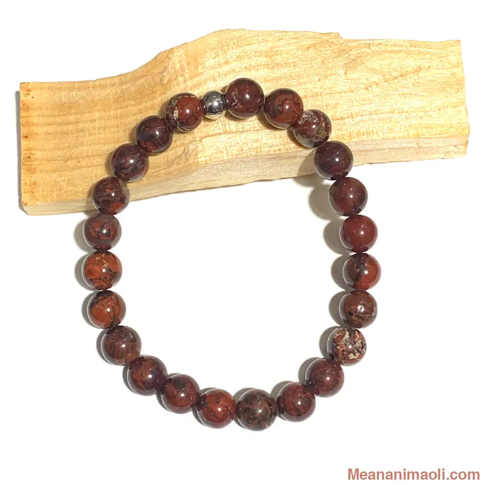 Bracelet jaspe bréchique 8 mm – pierre naturelle d’ancrage et de vitalité