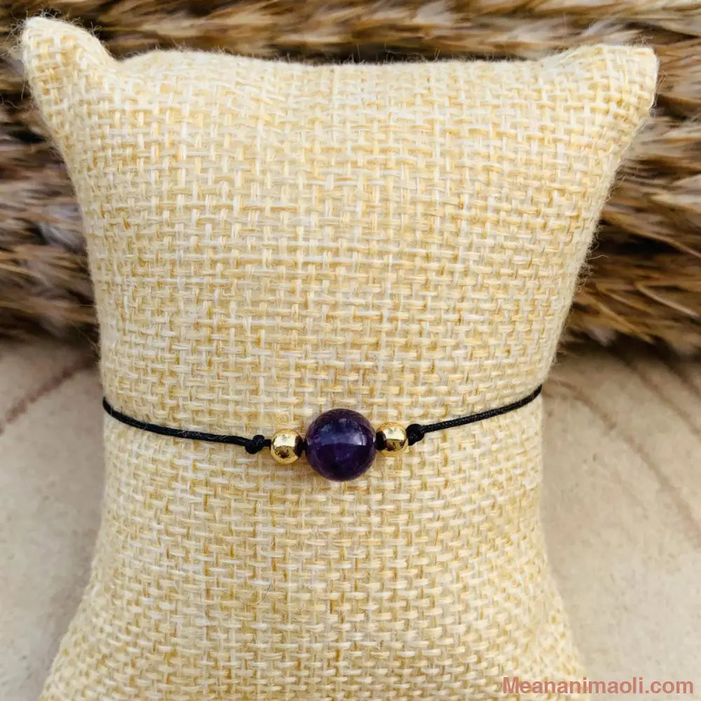 Bracelet macramé avec perle d’améthyste – bijou ajustable pour sérénité et protection
