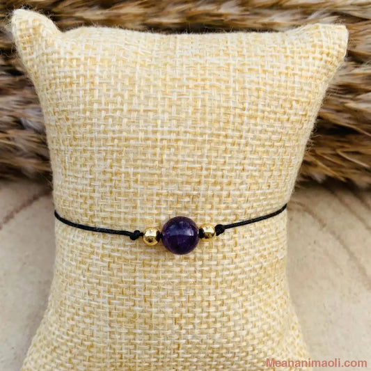 Bracelet macramé avec perle d’améthyste – bijou ajustable pour sérénité et protection