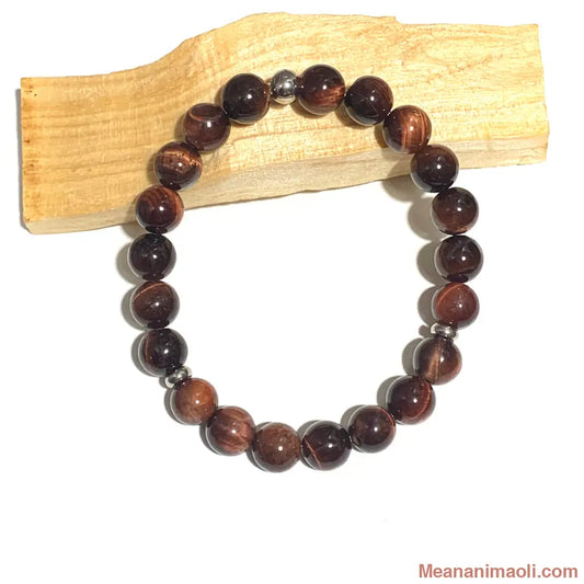 Bracelet œil de taureau 8 mm – pierre naturelle d’ancrage et de force