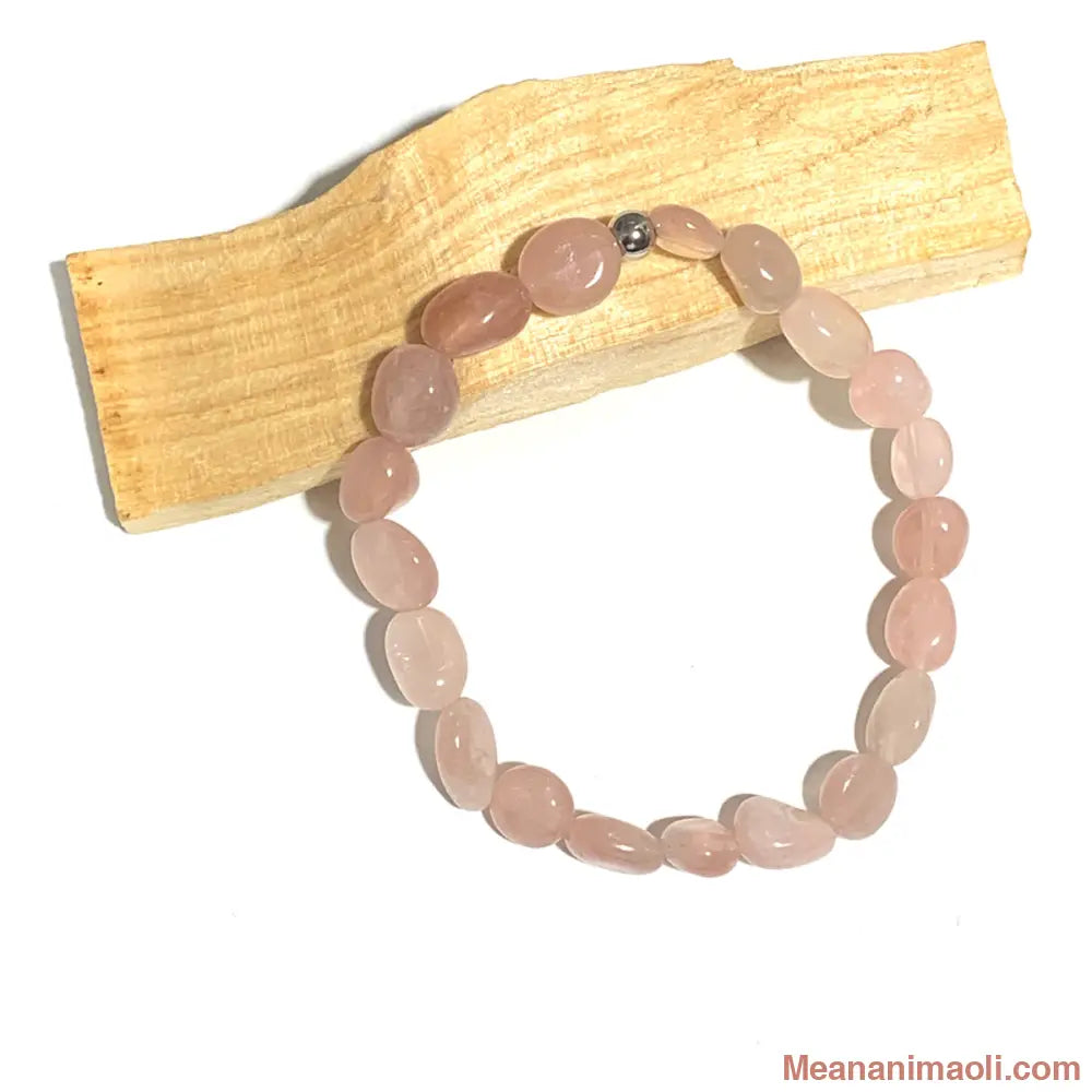 Bracelet quartz rose galet – pierre naturelle d’amour et de douceur