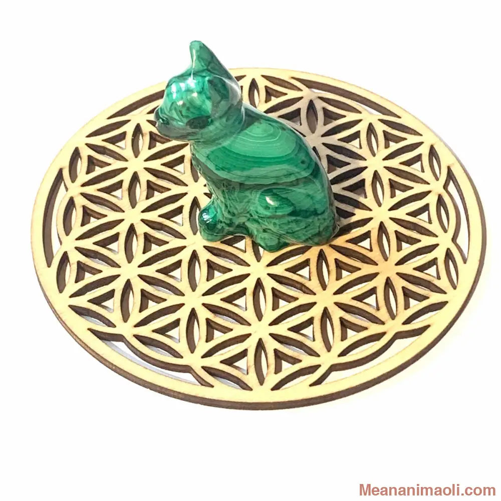 Chat en malachite naturelle 50 g du Congo, pierre de transformation et de protection