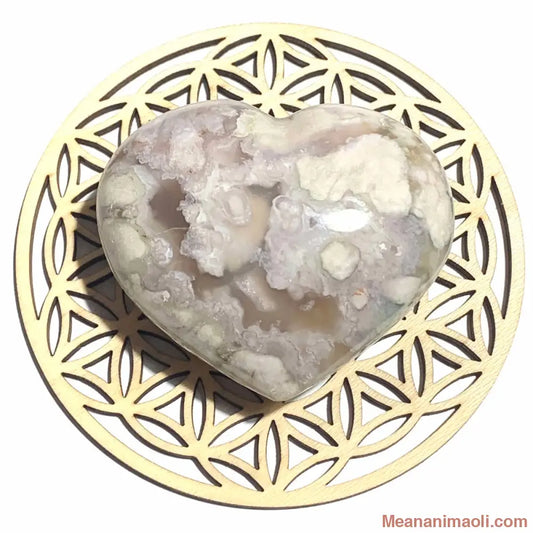 Cœur en agate fleur naturelle 145 g de Madagascar, pierre d’harmonie et de douceur
