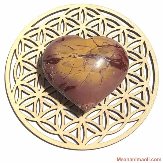 Cœur en jaspe mokaite naturel 87 g du Maroc, pierre d’ancrage et de vitalité