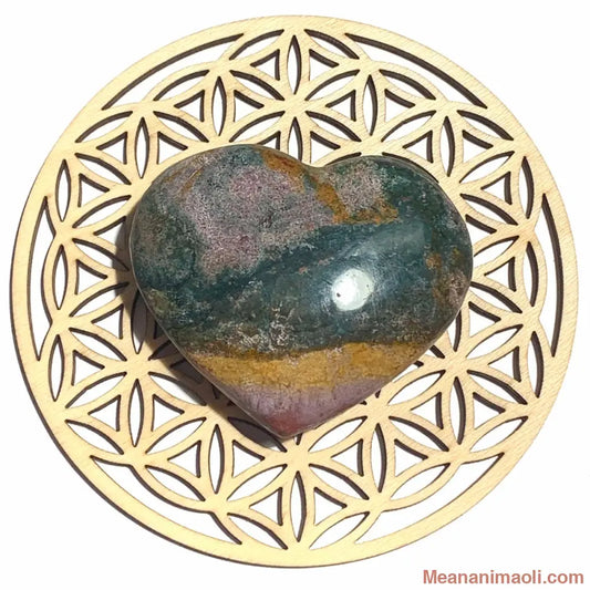 Cœur en jaspe océan naturel 68 g de Madagascar, pierre d’apaisement et d’équilibre