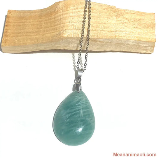  Collier acier inoxydable avec pendentif amazonite naturelle