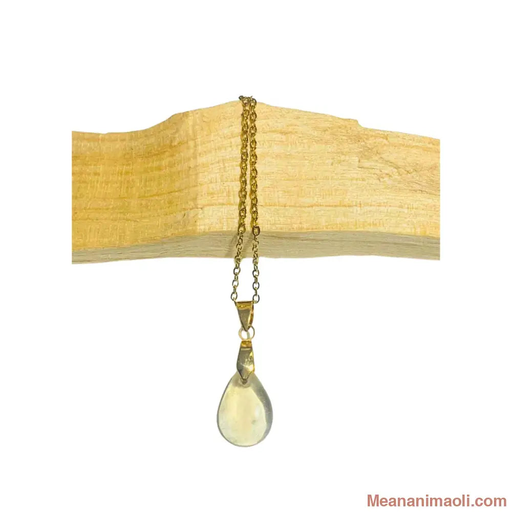 Collier Pendentif Citrine naturelle claire sur une chaîne en acier inoxydable doré