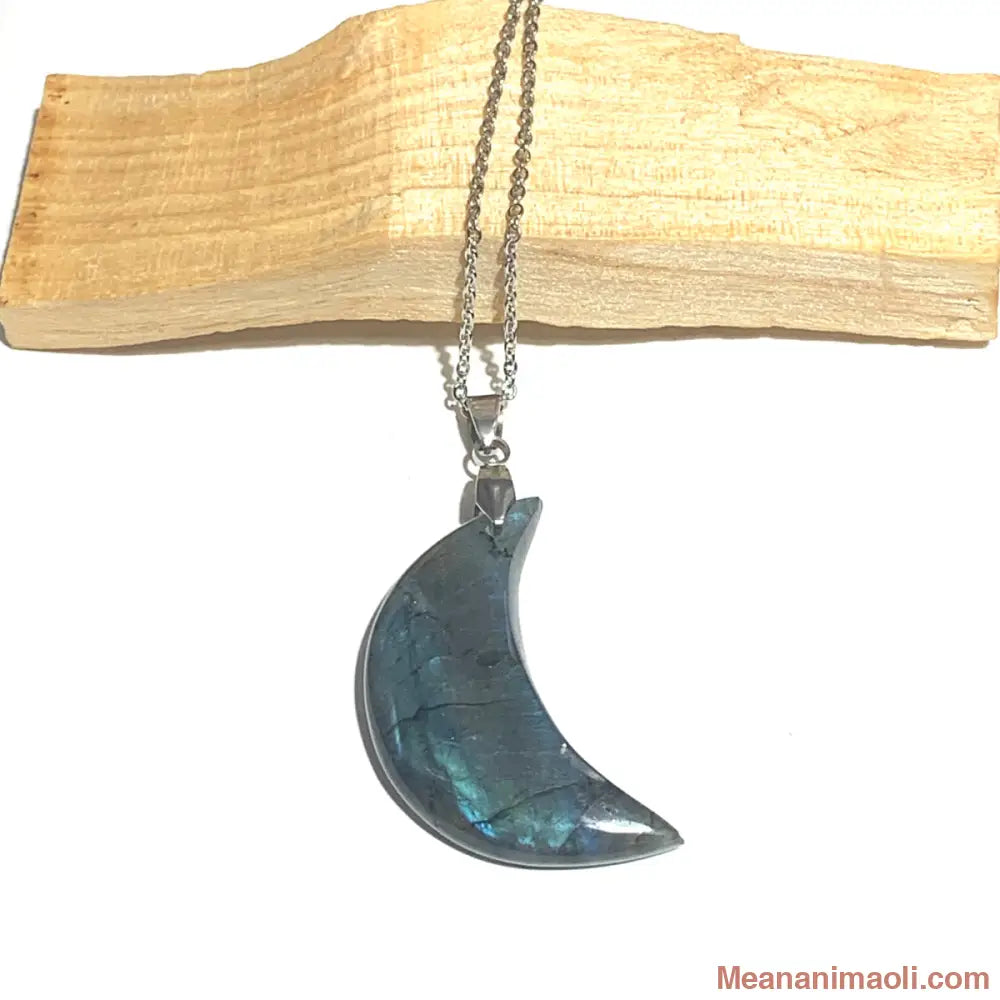  Collier acier inoxydable avec pendentif labradorite naturelle