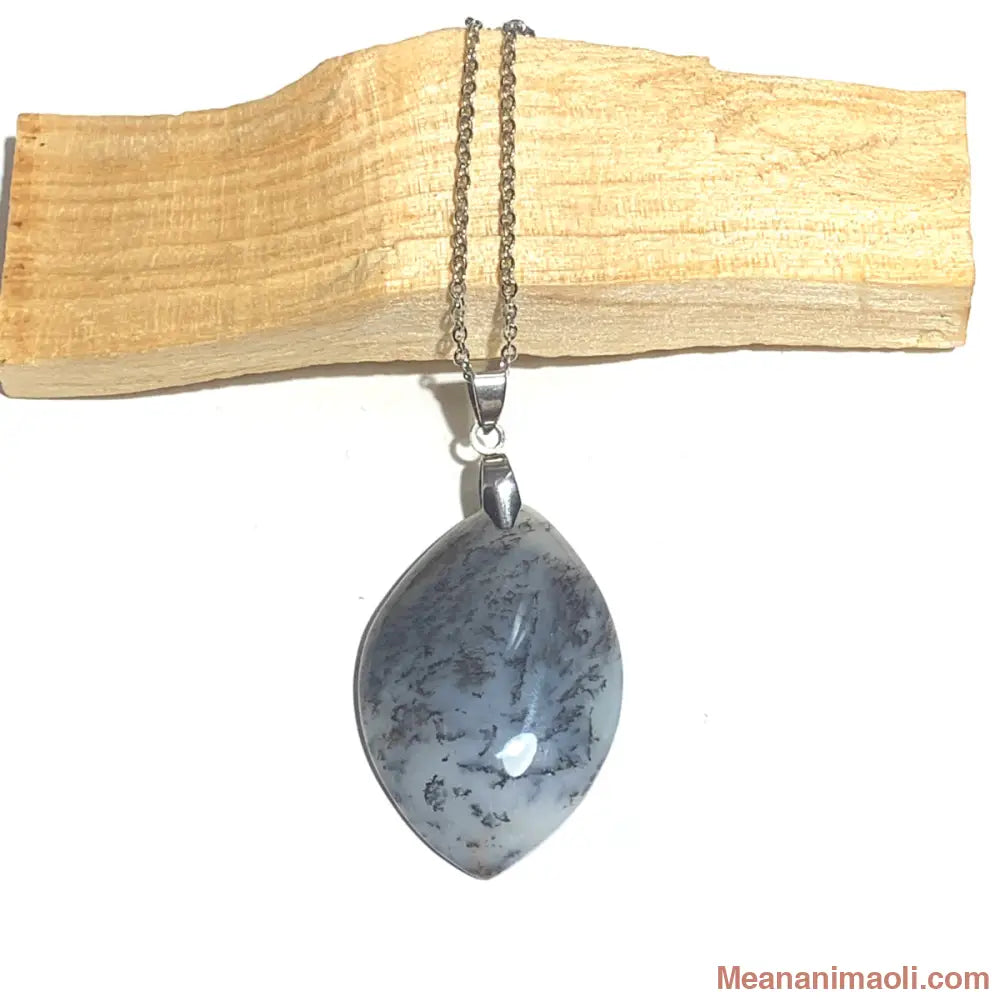 Collier acier inoxydable avec pendentif merlinite naturelle