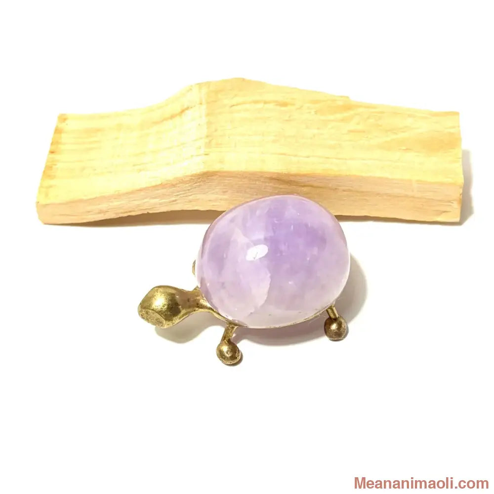 Figurine tortue en laiton avec carapace en Améthyste violette naturelle, décoration spirituelle et apaisante MEANANIMAOLI.