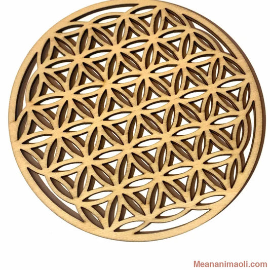 Fleur de Vie en bois de 10 cm utilisée pour le rechargement et la purification des pierres naturelles, symbole sacré de géométrie sacrée