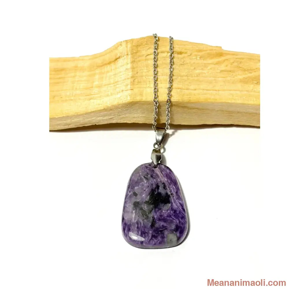 Collier acier inoxydable - Pendentif Charoïte – Sérénité pendentif charoïte