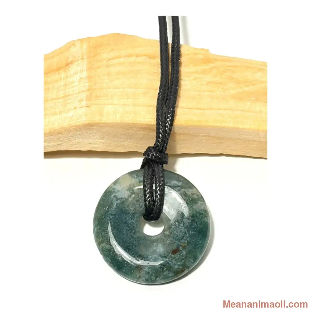Pendentif Donut Agate Mousse – Connexion Nature & Renouveau - Pendentif donut agate mousse
