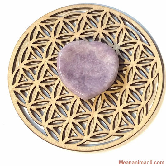 Pierre de soucis en lépidolite naturelle en forme de cœur, 20 g, du Pérou