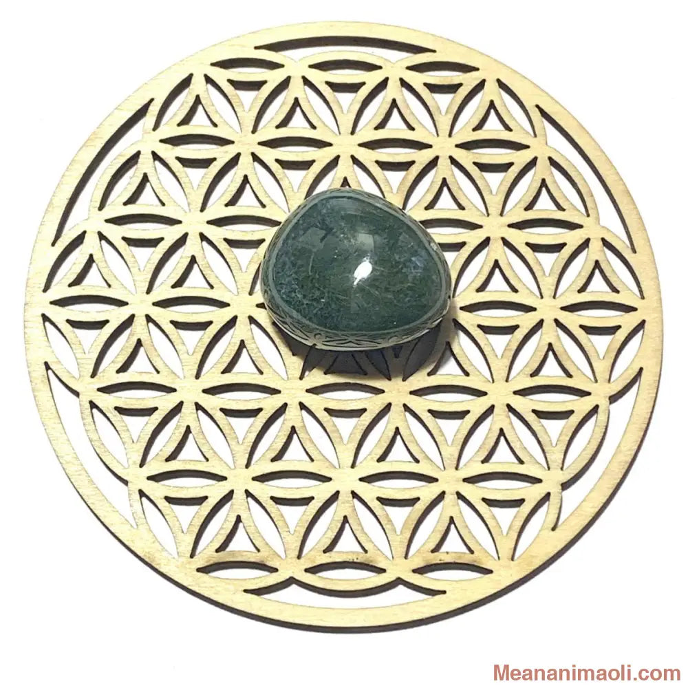 Pierre roulée en agate mousse naturelle – sérénité, ancrage et harmonie