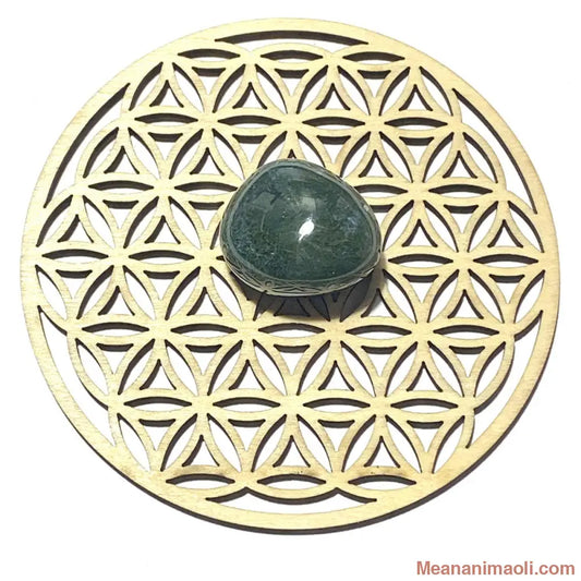 Pierre roulée en agate mousse naturelle – sérénité, ancrage et harmonie