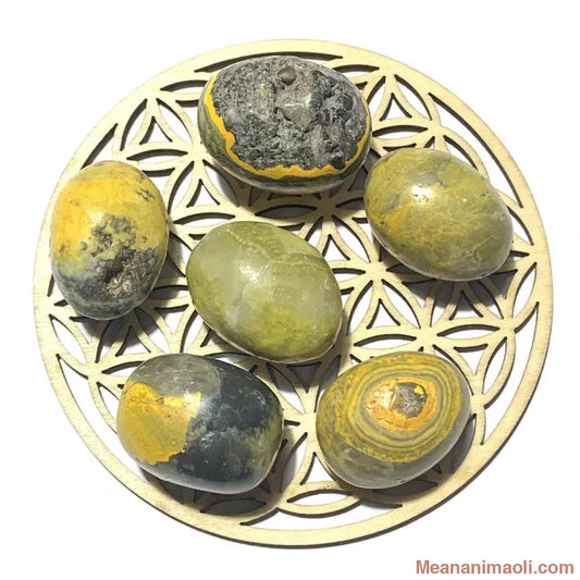 Pierre roulée en jaspe Bumblebee naturelle – vitalité, créativité et énergie 